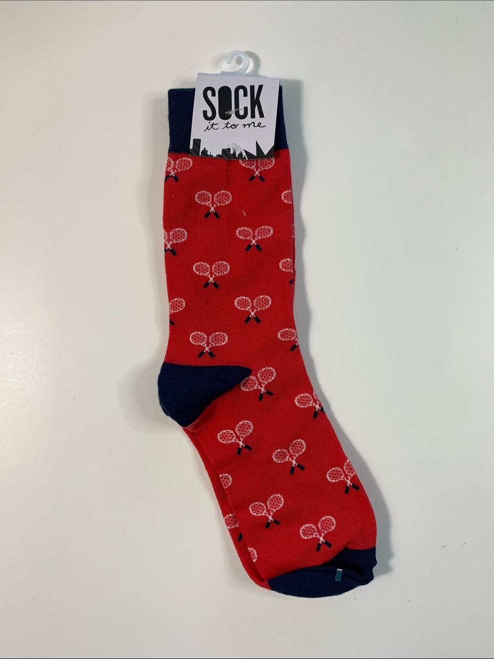 Sock It To Me Red Tennis Racket Crew Socks
